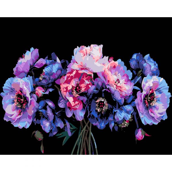 Набір для розпису по номерах Магія в кольорі Strateg на чорному фоні розміром 40х50 см (AH1158)