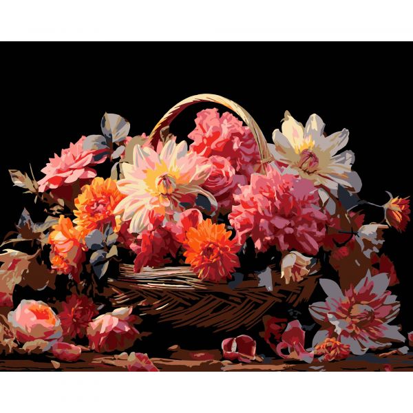 Набір для розпису по номерах Квітковий спокій Strateg на чорному фоні розміром 40х50 см (AH1166)