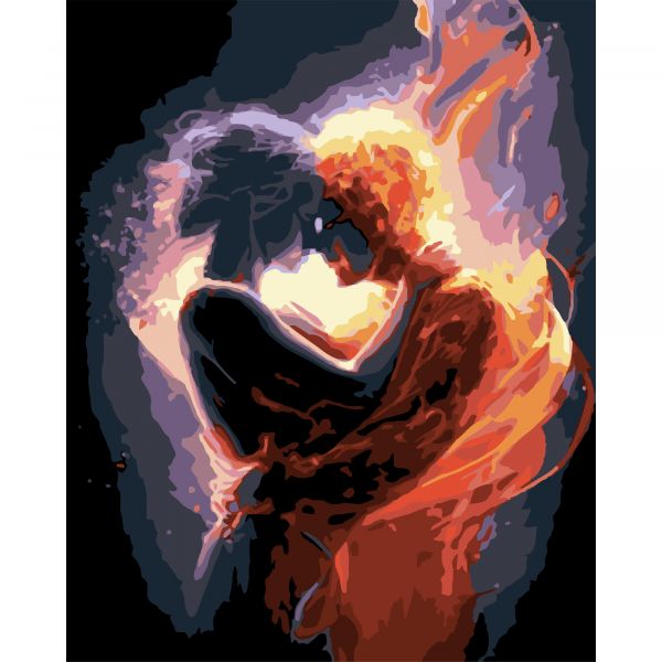 Набір для розпису по номерах Полум’я двох Strateg на чорному фоні розміром 40х50 см (AH1169)