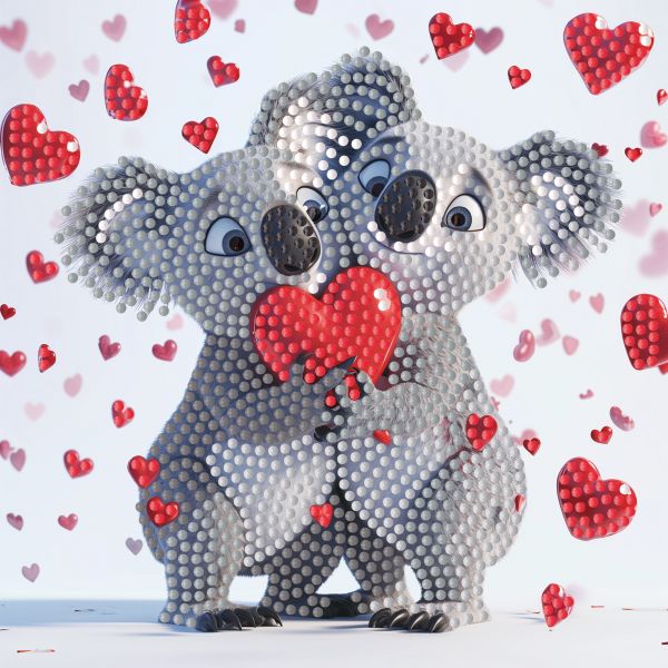 Алмазна мозаїка Strateg ПРЕМІУМ Закохані коали на паперовій основі розміром 18х18 см (ZAV1818-1)