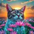 Алмазна мозаїка Strateg ПРЕМІУМ Кіт у полі на паперовій основі розміром 18х18 см (ZAV1818-8)
