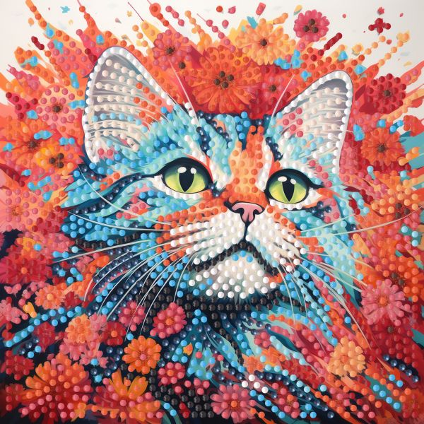 Алмазна мозаїка Strateg ПРЕМІУМ Яскравий кіт на паперовій основі розміром 18х18 см (ZAV1818-22)