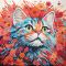 Алмазна мозаїка Strateg ПРЕМІУМ Яскравий кіт на паперовій основі розміром 18х18 см (ZAV1818-22)