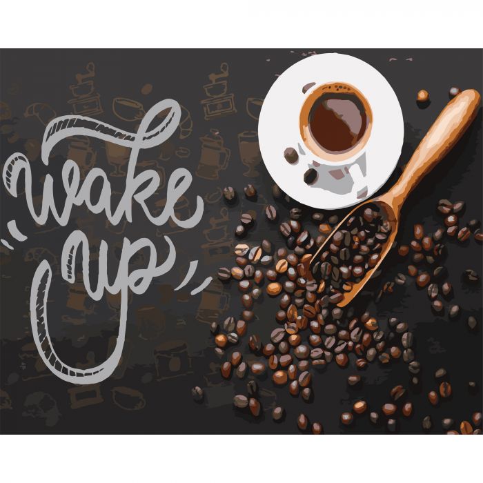 Картина за номерами Strateg ПРЕМІУМ Wake up на чорному фоні розміром 40х50 см (AH1171-19)