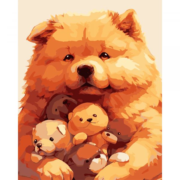 Картина за номерами Strateg ПРЕМІУМ Рудий пес на чорному фоні розміром 40х50 см (AH1222-17)