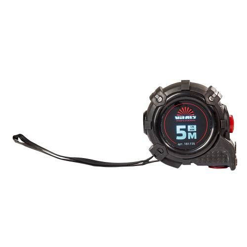 Будівельна рулетка гумова з нейлоновим покриттям полотна 5 м × 19 мм автостоп Vitals Professional