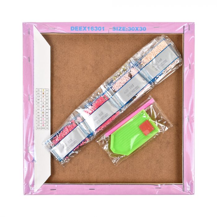 Алмазна мозаїка Strateg ПРЕМІУМ Жирафова казка розміром 30х30 не повна викладка (DEEX16306)